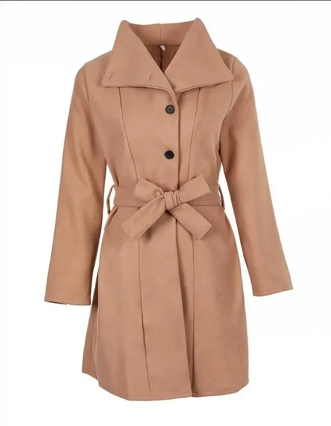 Casual Button Front Longline Coat With Belt Woman clothes outifits Winter coat for women