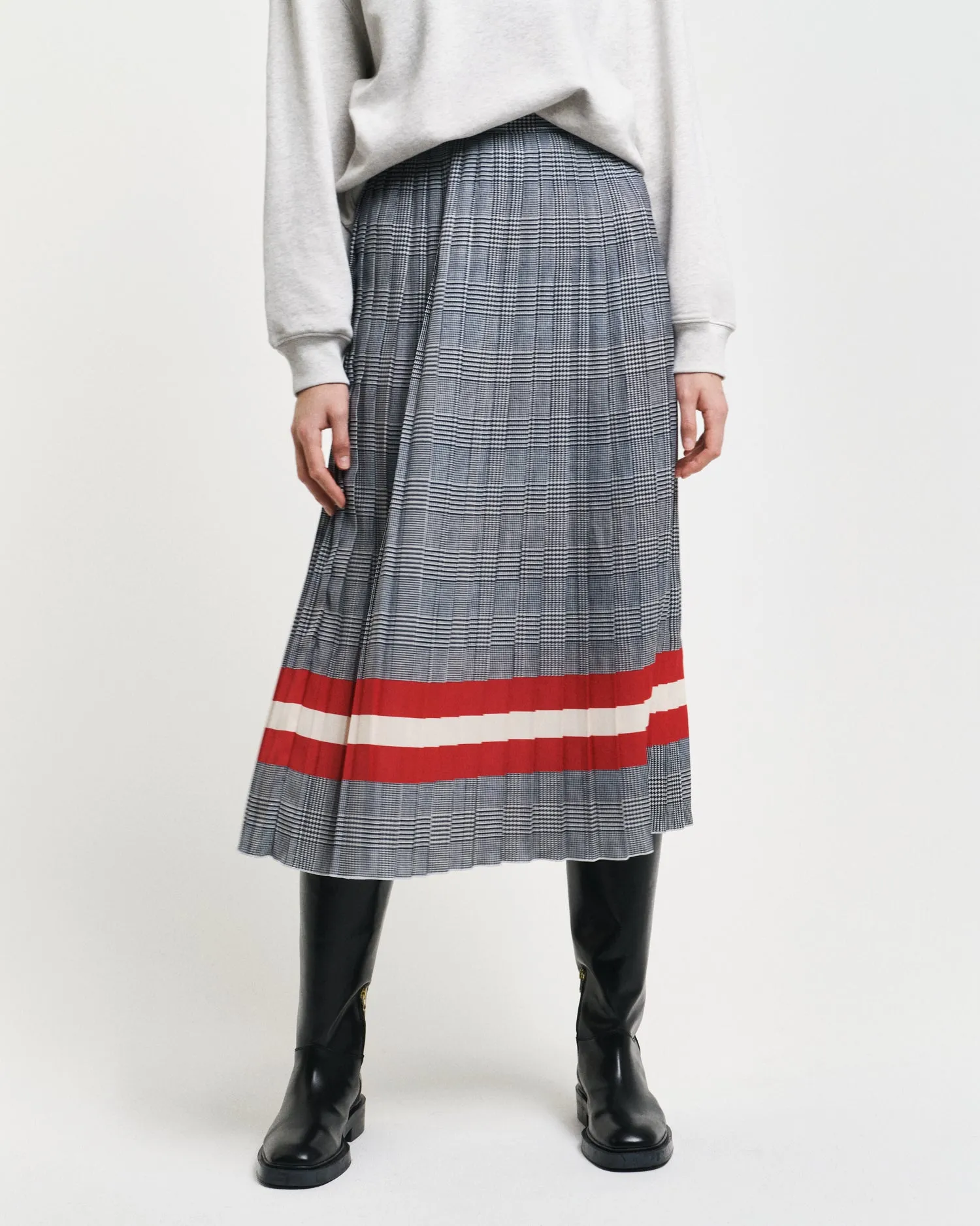 Check Print Pleated Skirt