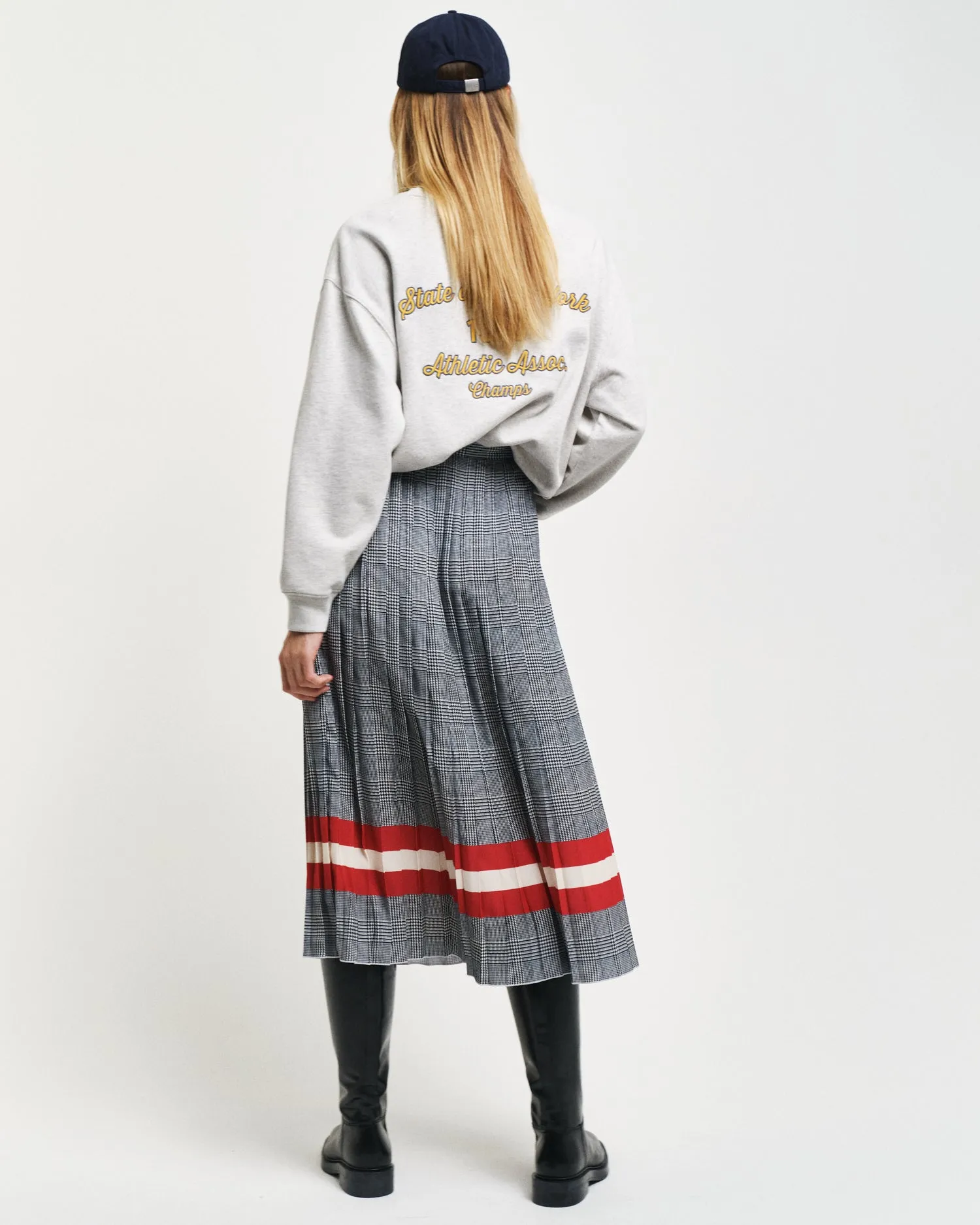 Check Print Pleated Skirt