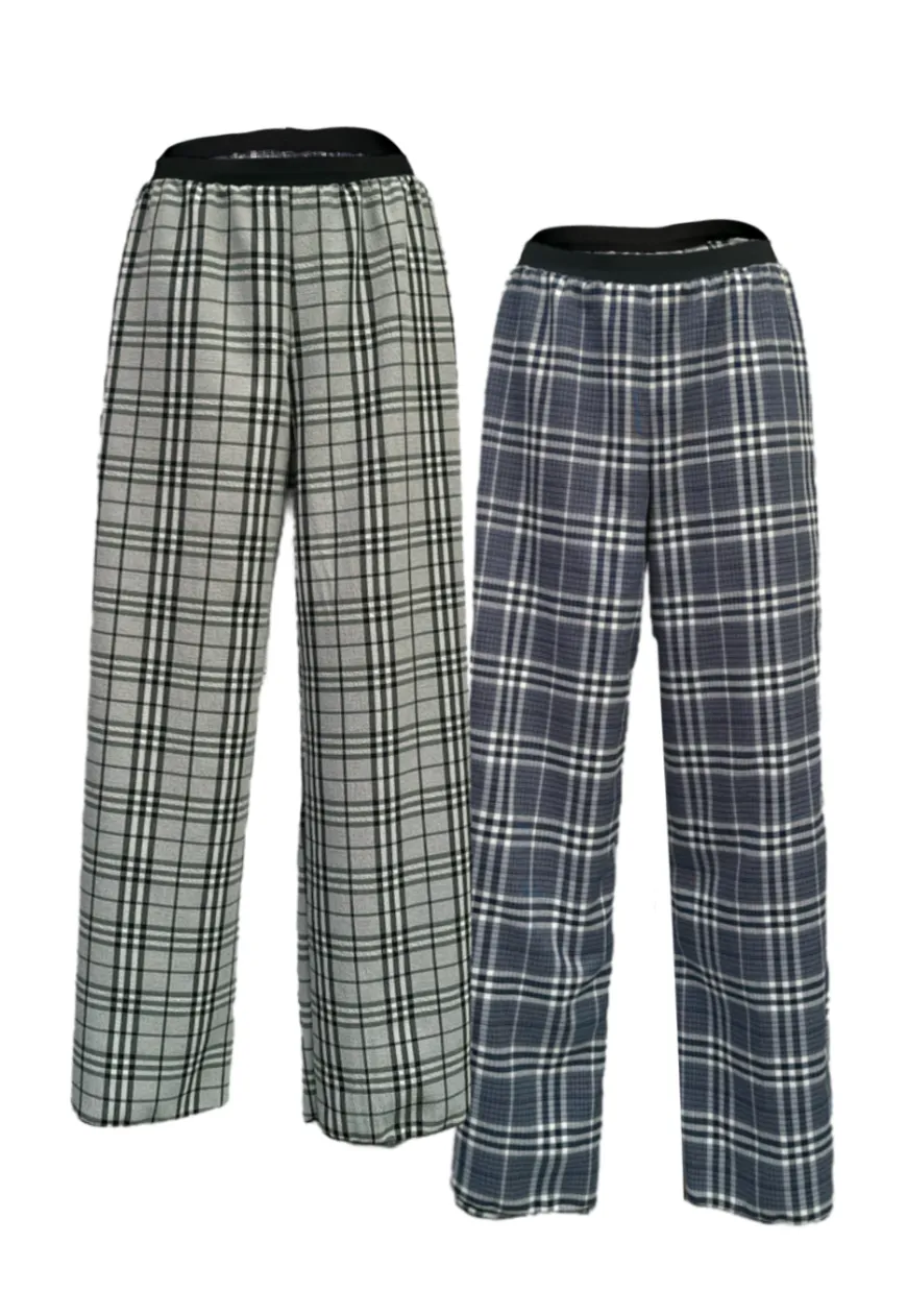 CHECK REVERSIBLE STRAIGHT LEG TROUSERS
