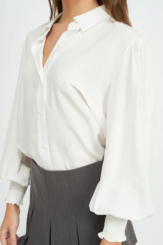 Classy Button Up Collared Blouse