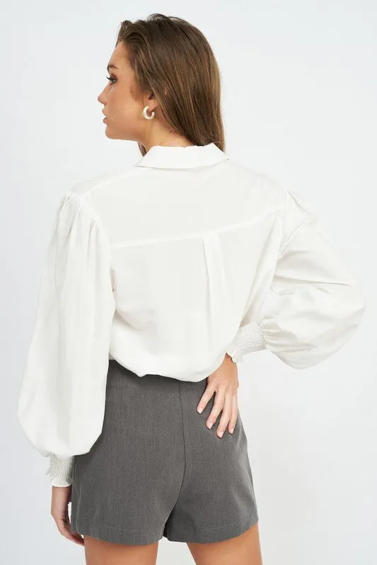Classy Button Up Collared Blouse