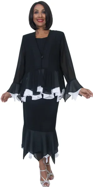 CLEARANCE - Hosanna 5279 Plus Size 3-Piece Set Tea Length Dress (Size 3XL)
