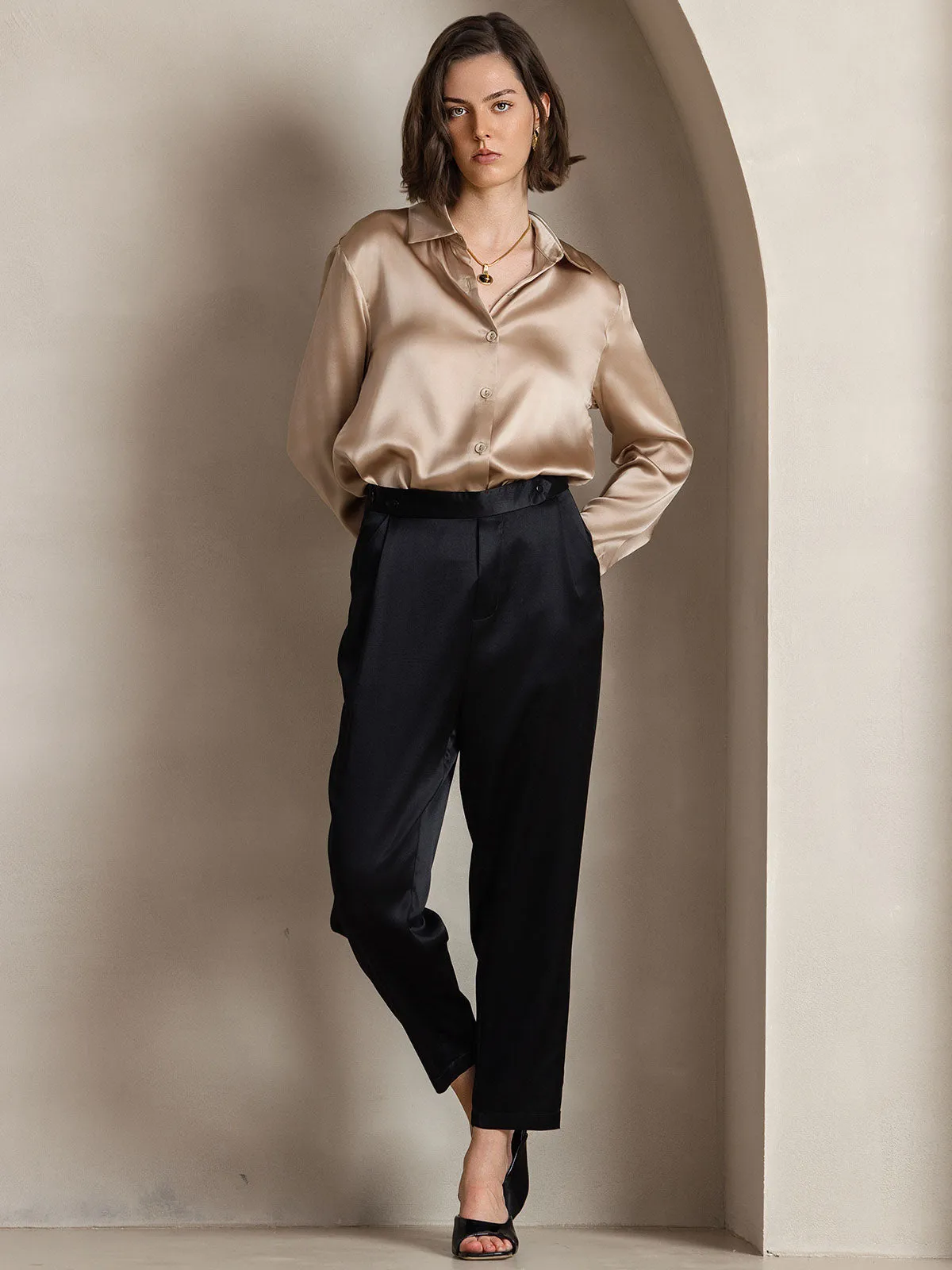 Clemence - Modern Military Chic Woman's Lapel Shirt