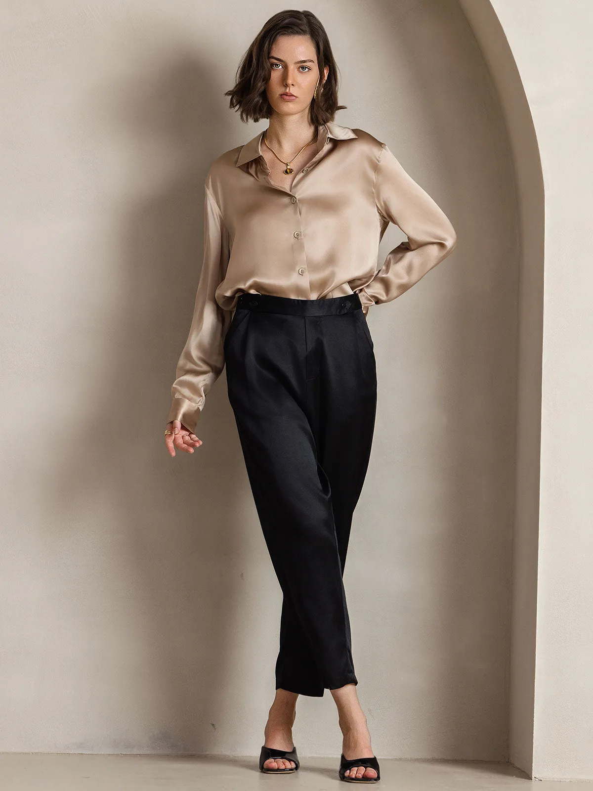Clemence - Modern Military Chic Woman's Lapel Shirt