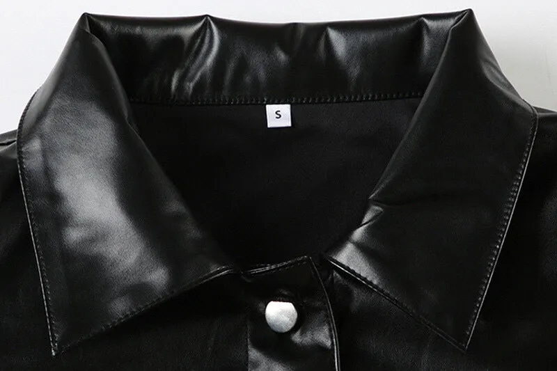 Cool Lapel Pocket Leather Jacket