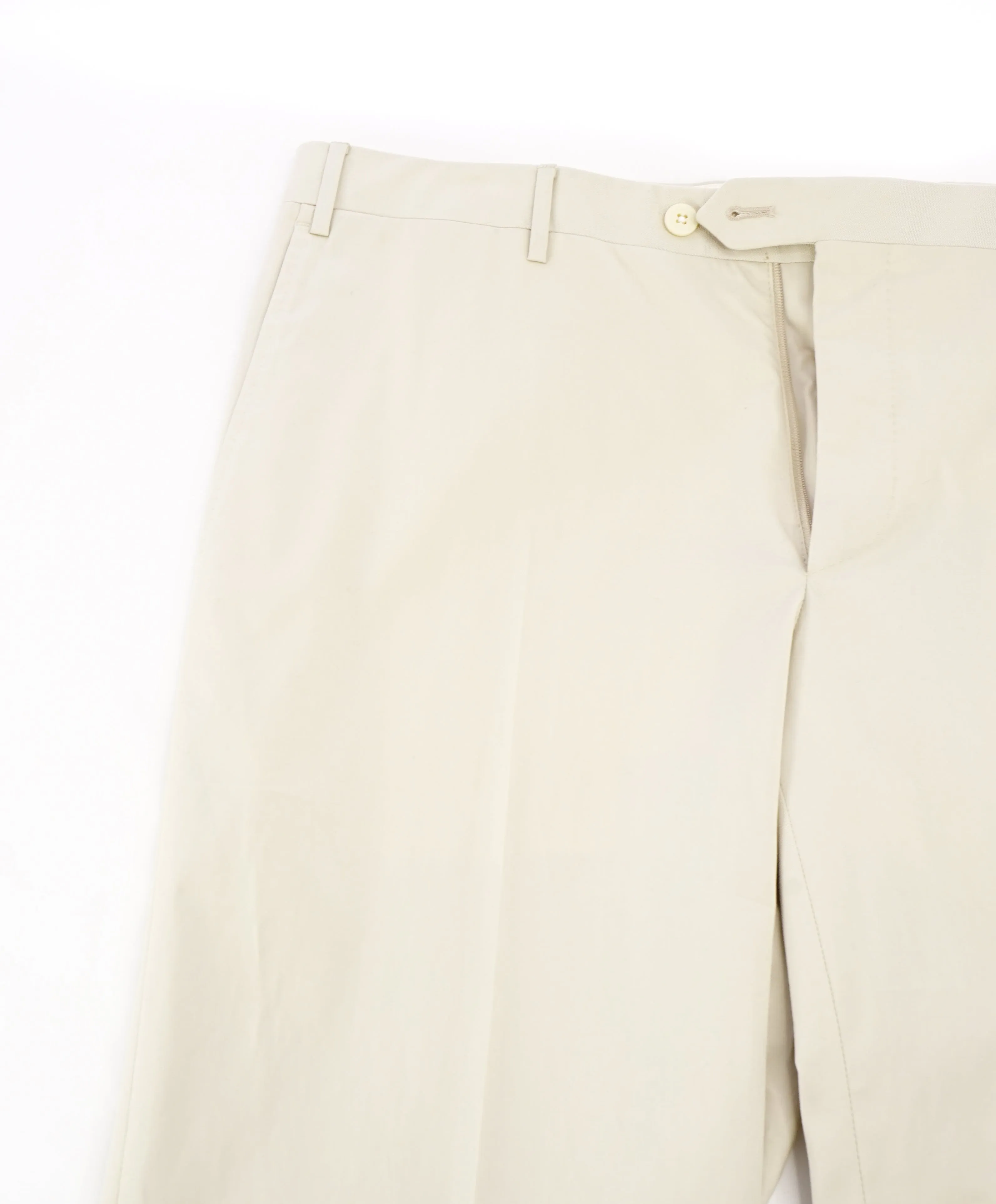 CORNELIANI - Cotton/Elastane Stone Beige Flat Front Summer Pants - 36W