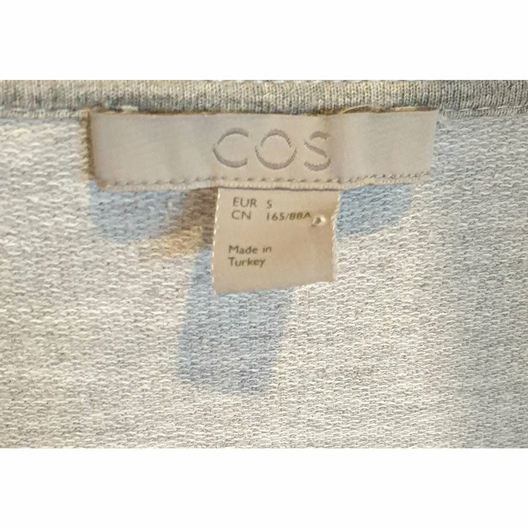 Cos grey v-neck tee shirt style top with flared detail size S (best fits 10)