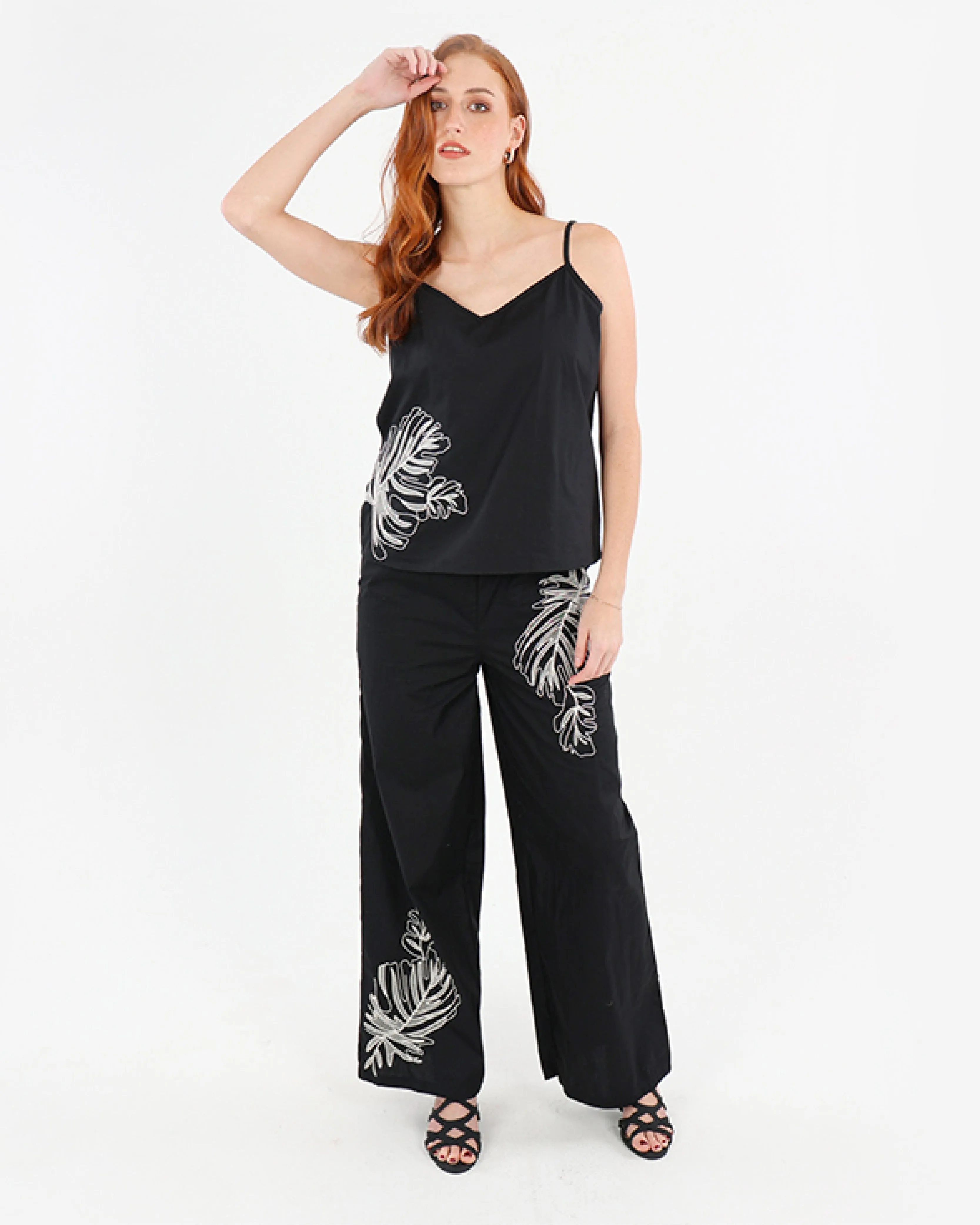 Cotton Embroidered Strappy Blouse