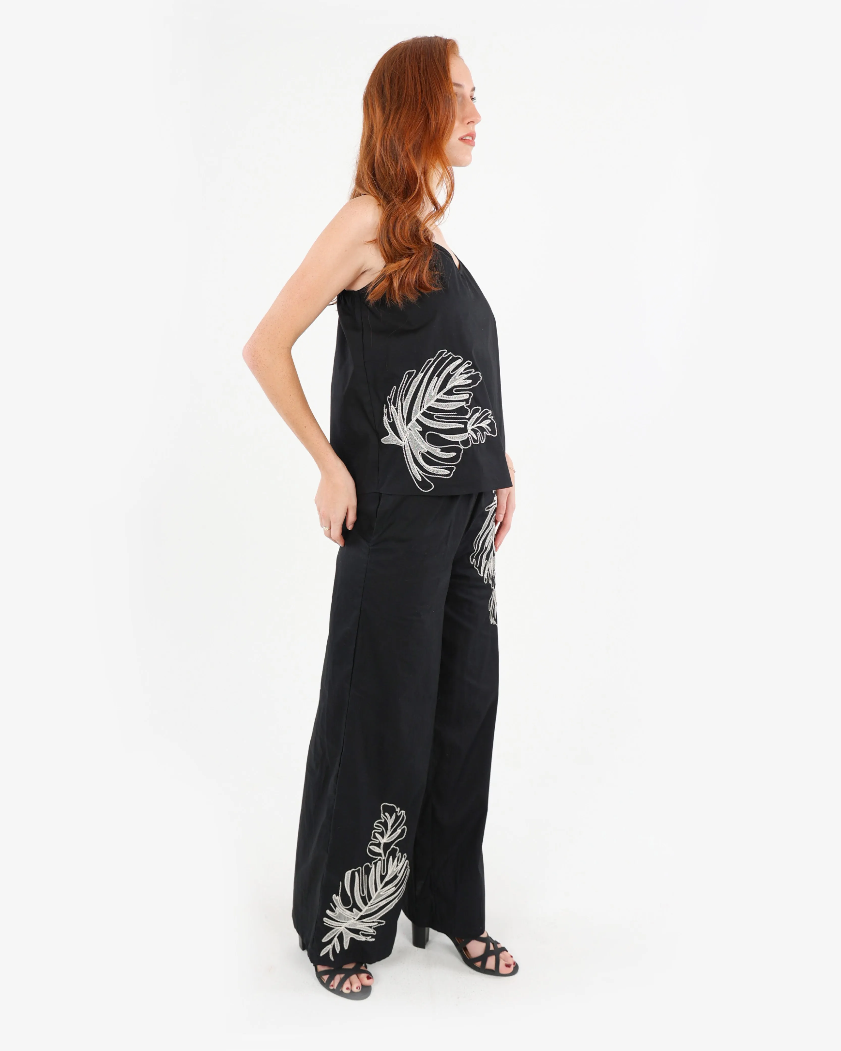 Cotton Embroidered Strappy Blouse