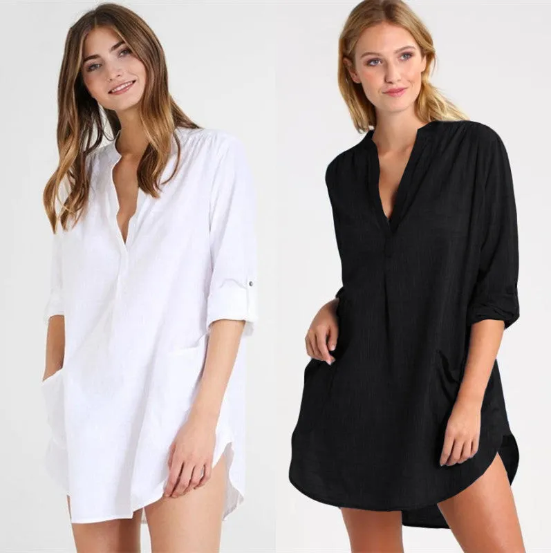 Cotton Stand Collar Side Pocket Shirt