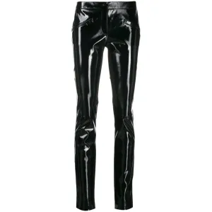 Crepe Black Patent Trousers