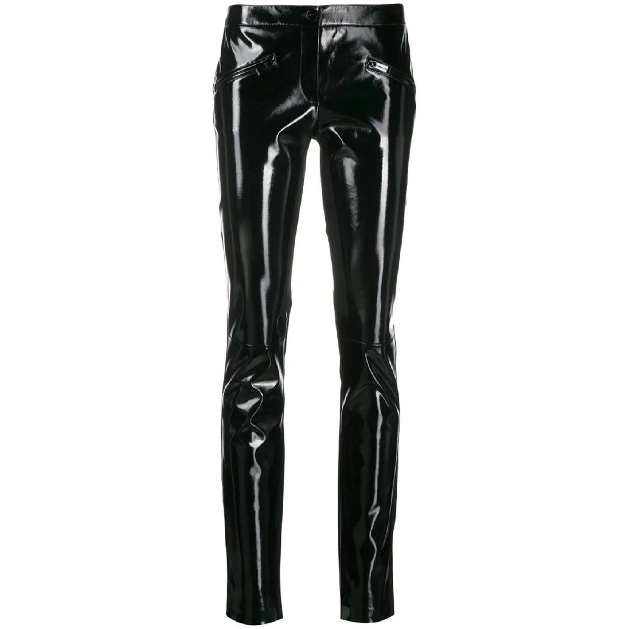 Crepe Black Patent Trousers