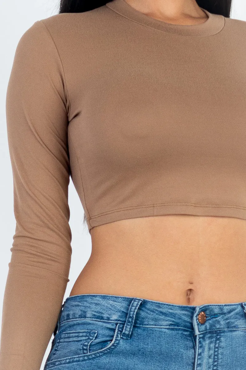 Crew Neck Long Sleeve Cropped Top (CAPELLA)