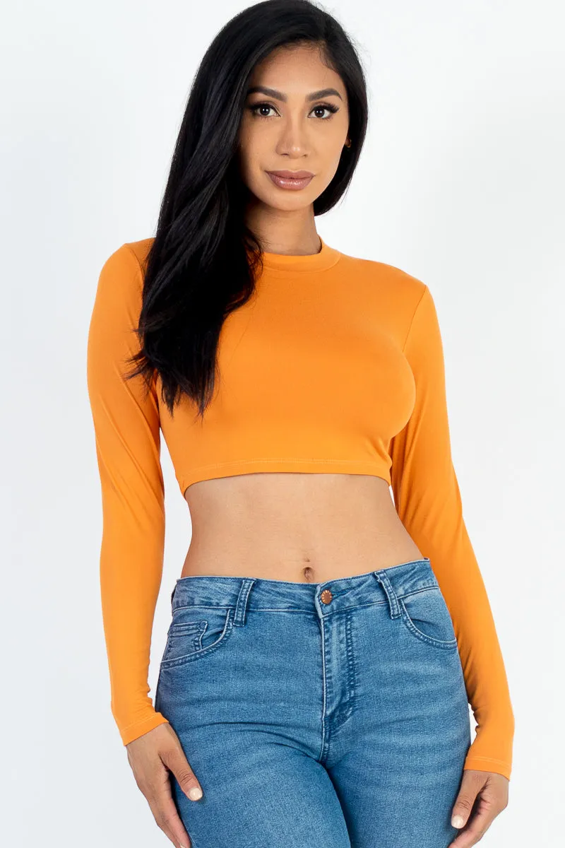 Crew Neck Long Sleeve Cropped Top (CAPELLA)
