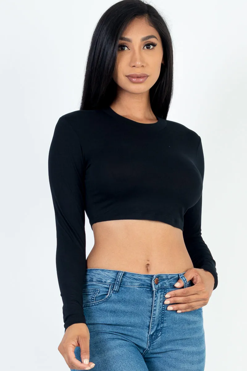 Crew Neck Long Sleeve Cropped Top (CAPELLA)