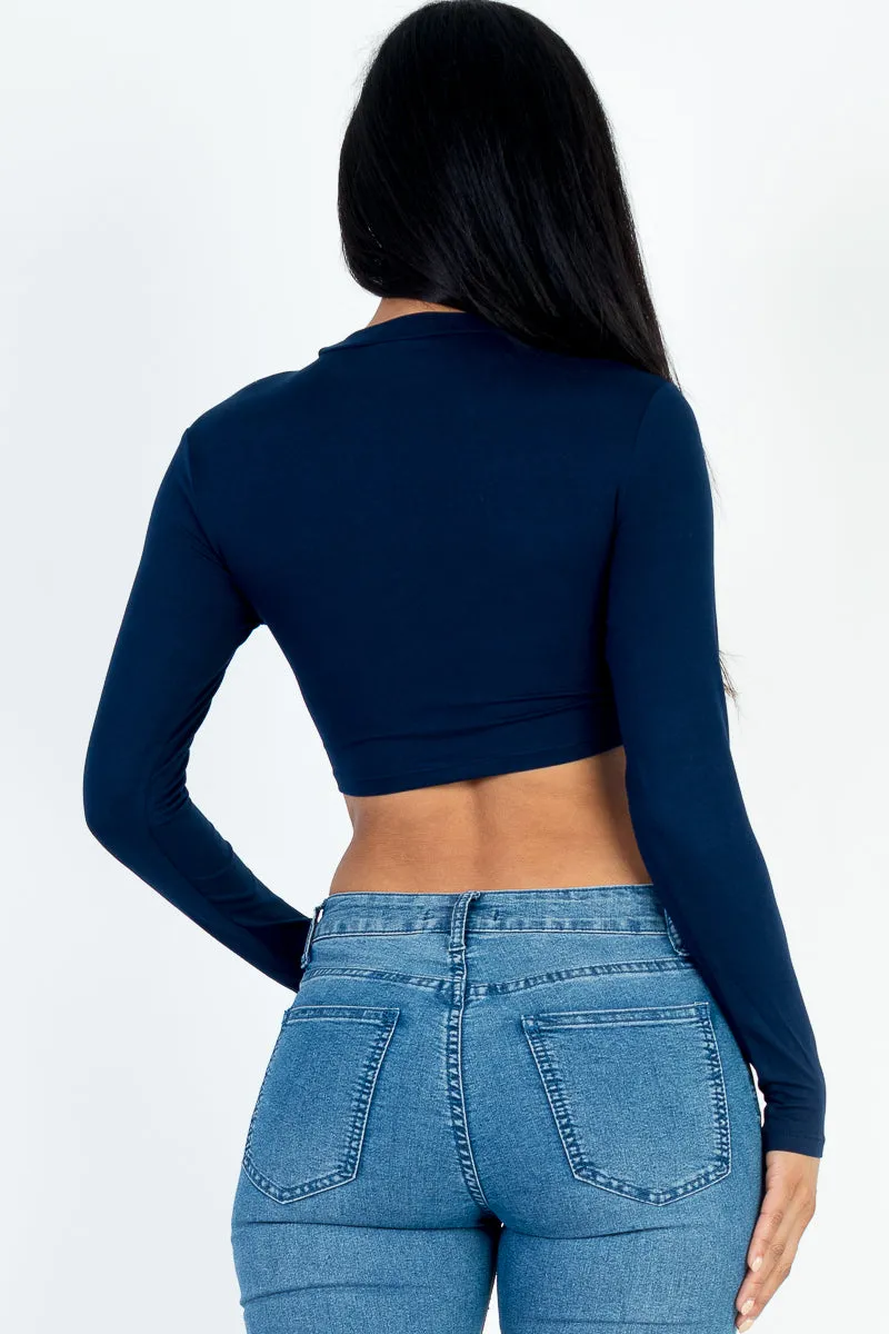Crew Neck Long Sleeve Cropped Top (CAPELLA)