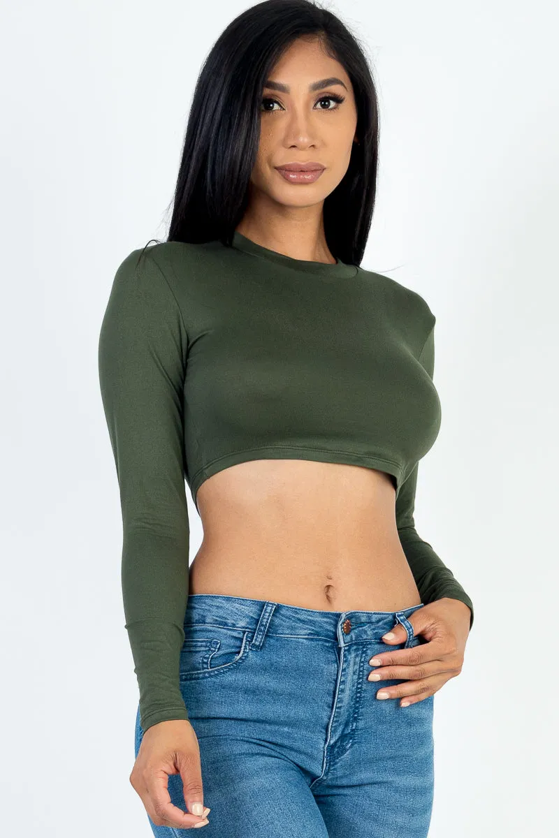 Crew Neck Long Sleeve Cropped Top (CAPELLA)