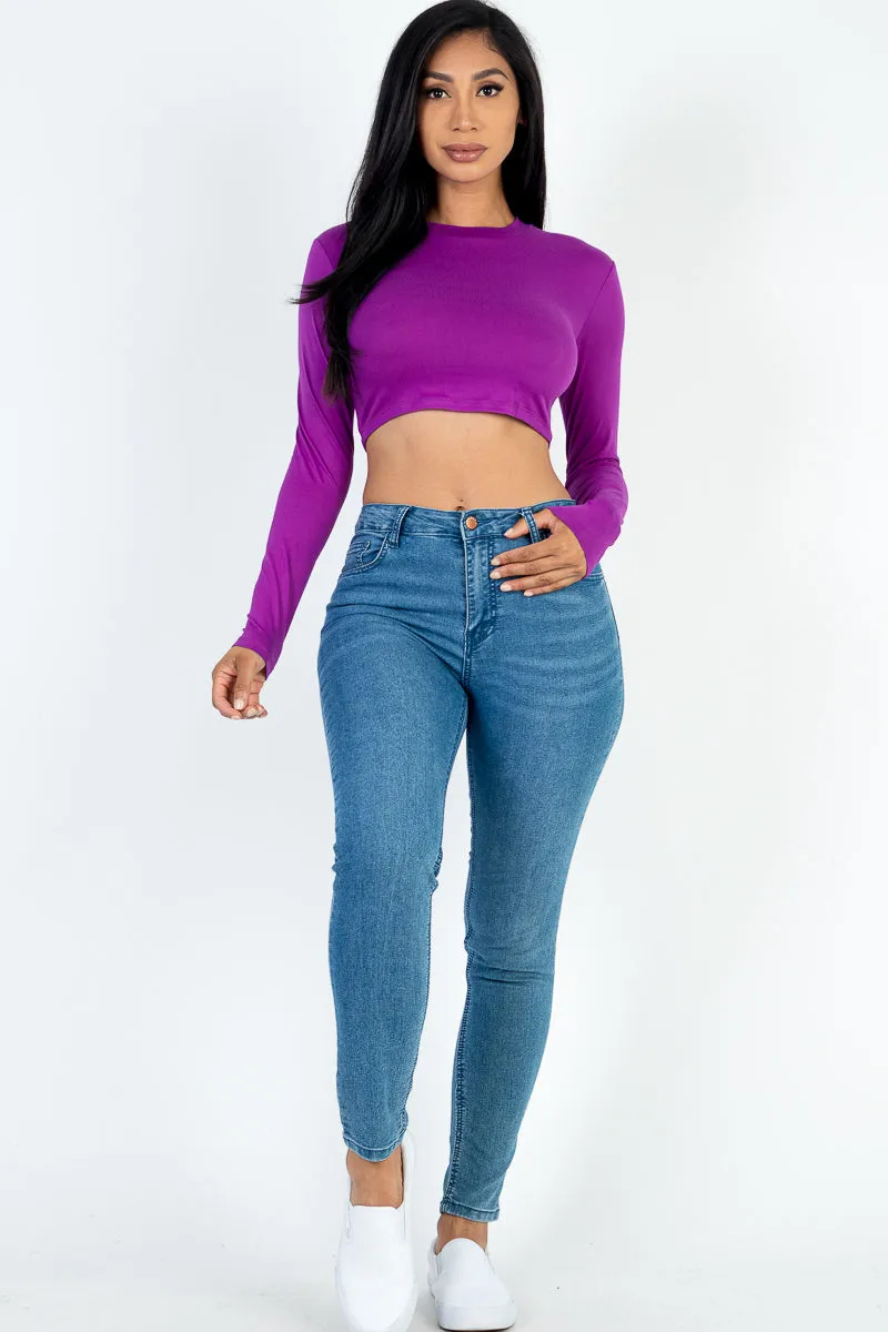 Crew Neck Long Sleeve Cropped Top (CAPELLA)