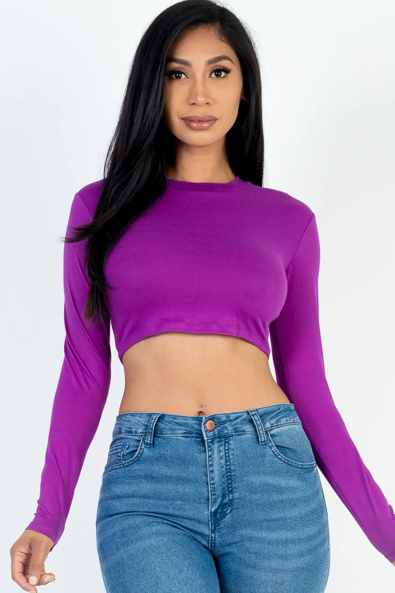 Crew Neck Long Sleeve Cropped Top (CAPELLA)