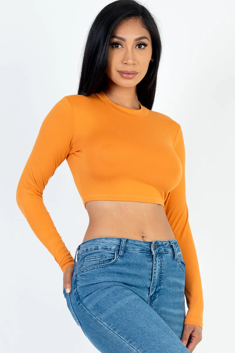 Crew Neck Long Sleeve Cropped Top (CAPELLA)