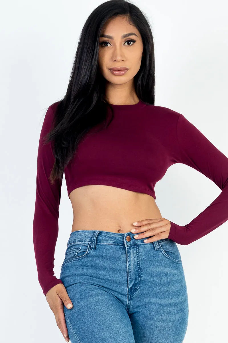 Crew Neck Long Sleeve Cropped Top (CAPELLA)
