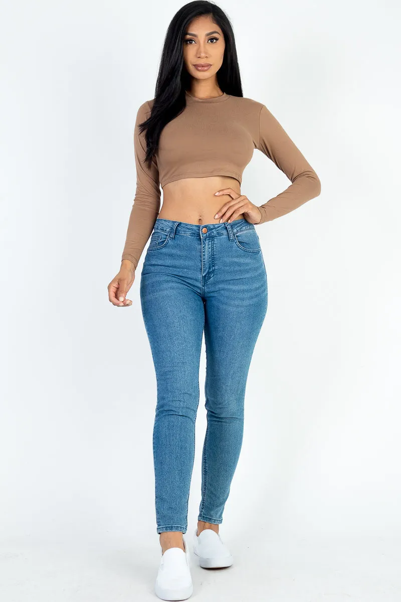 Crew Neck Long Sleeve Cropped Top (CAPELLA)