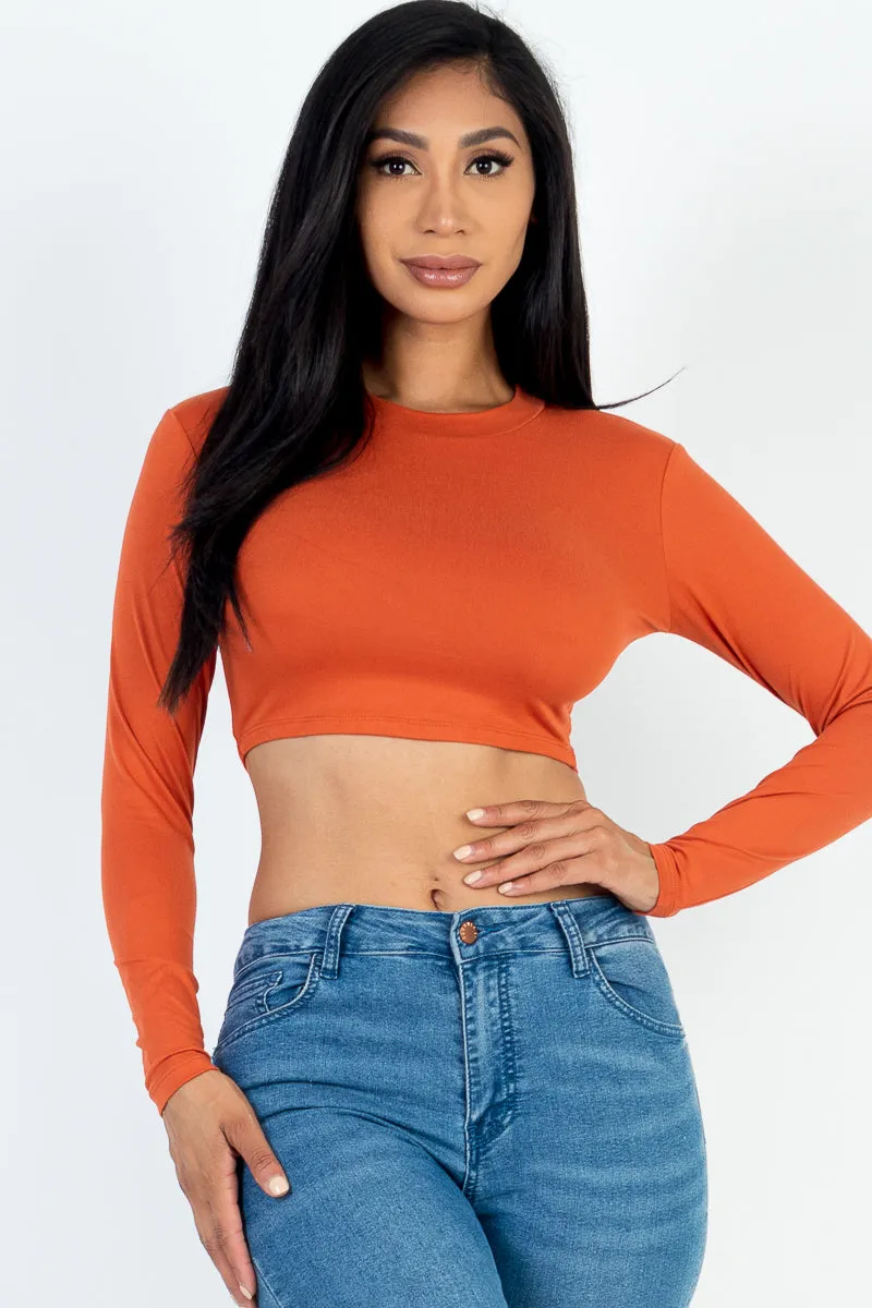 Crew Neck Long Sleeve Cropped Top (CAPELLA)