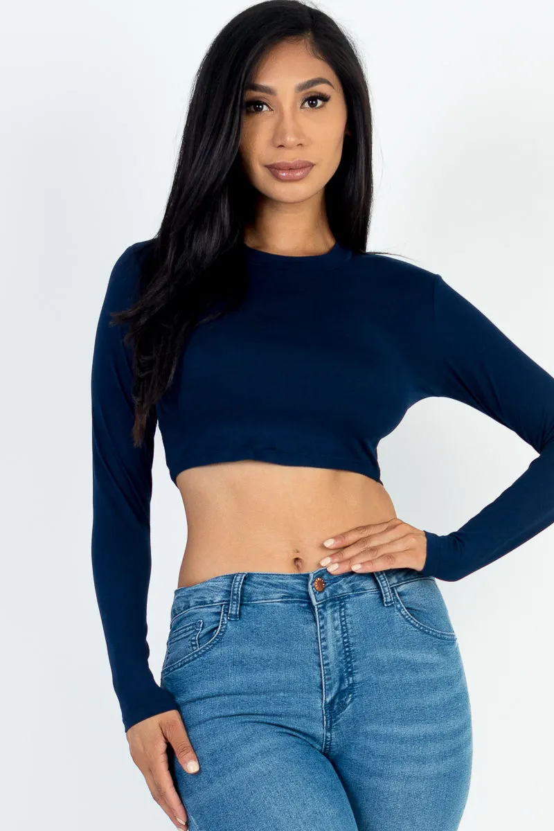 Crew Neck Long Sleeve Cropped Top (CAPELLA)