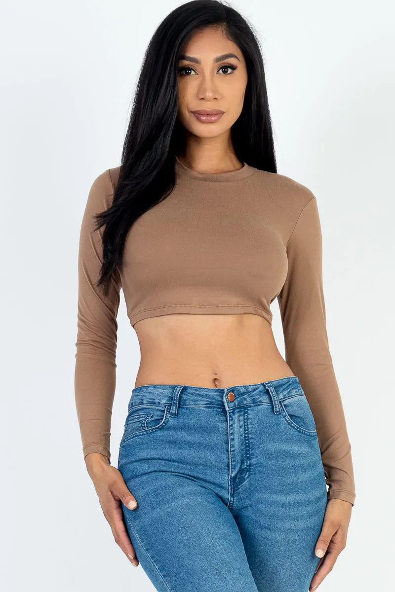 Crew Neck Long Sleeve Cropped Top (CAPELLA)
