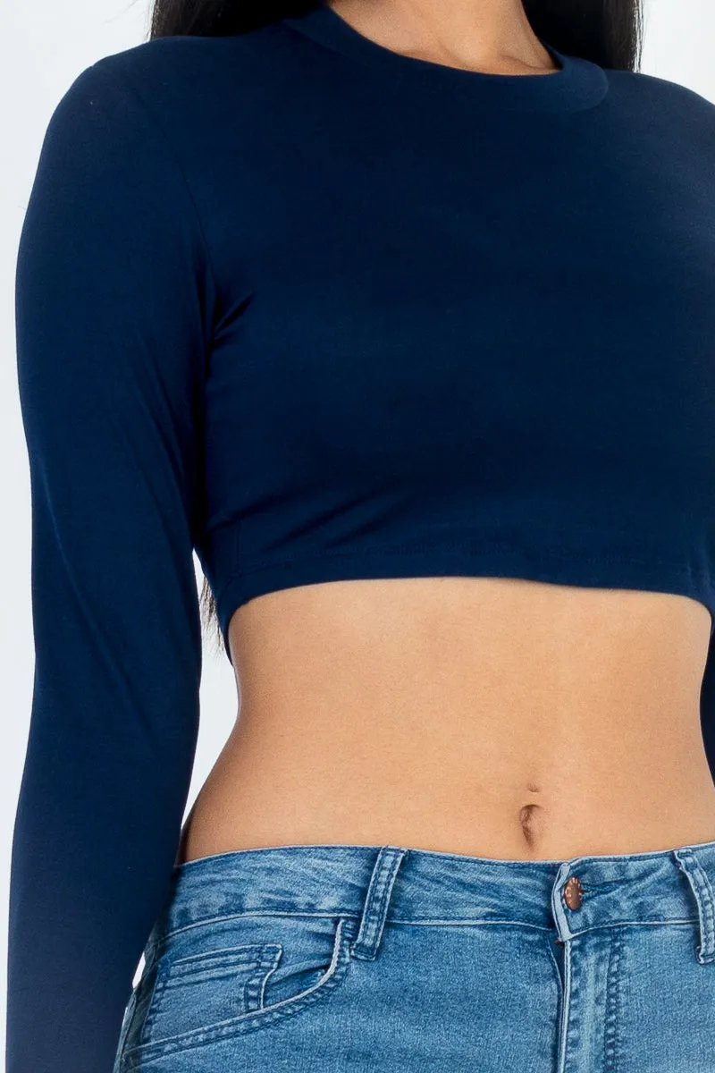 Crew Neck Long Sleeve Cropped Top (CAPELLA)