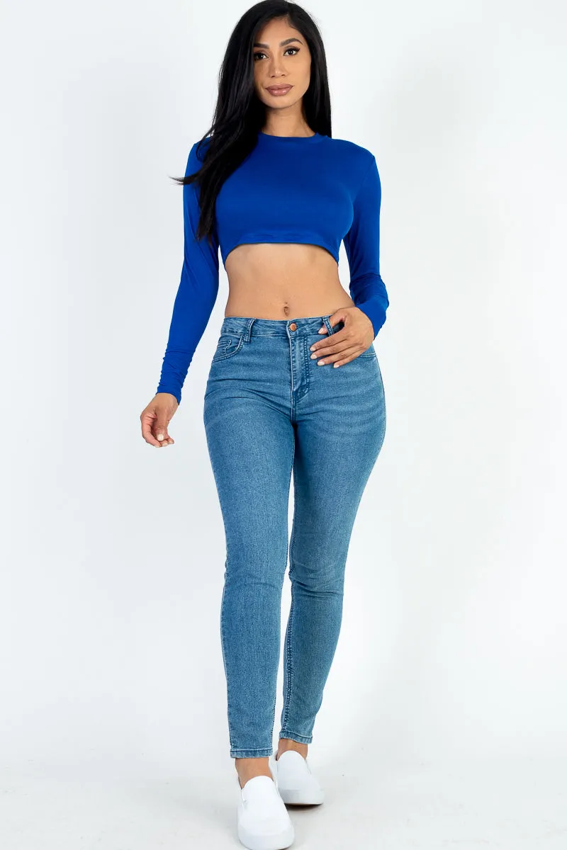 Crew Neck Long Sleeve Cropped Top (CAPELLA)