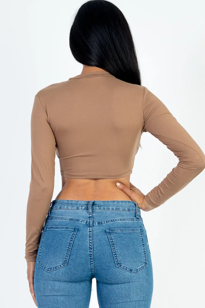 Crew Neck Long Sleeve Cropped Top (CAPELLA)