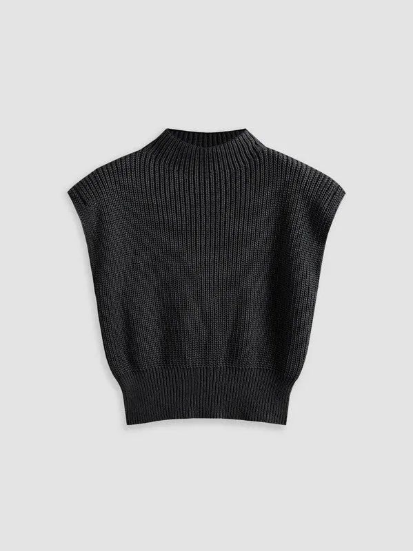 Cropped knit sleeveless sweater