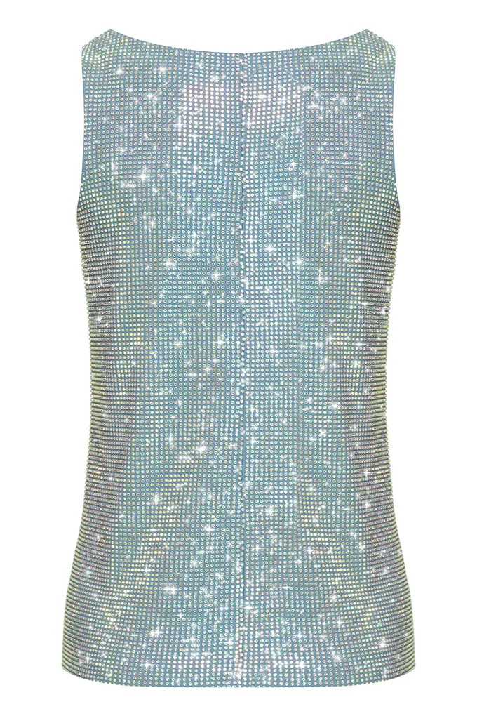 Crystal covered top with mini skirt