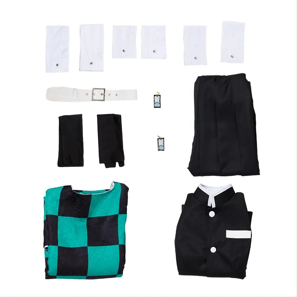 Demon Slayer Kamado Tanjirou Outfit Cosplay Costume Halloween Carnival Suit