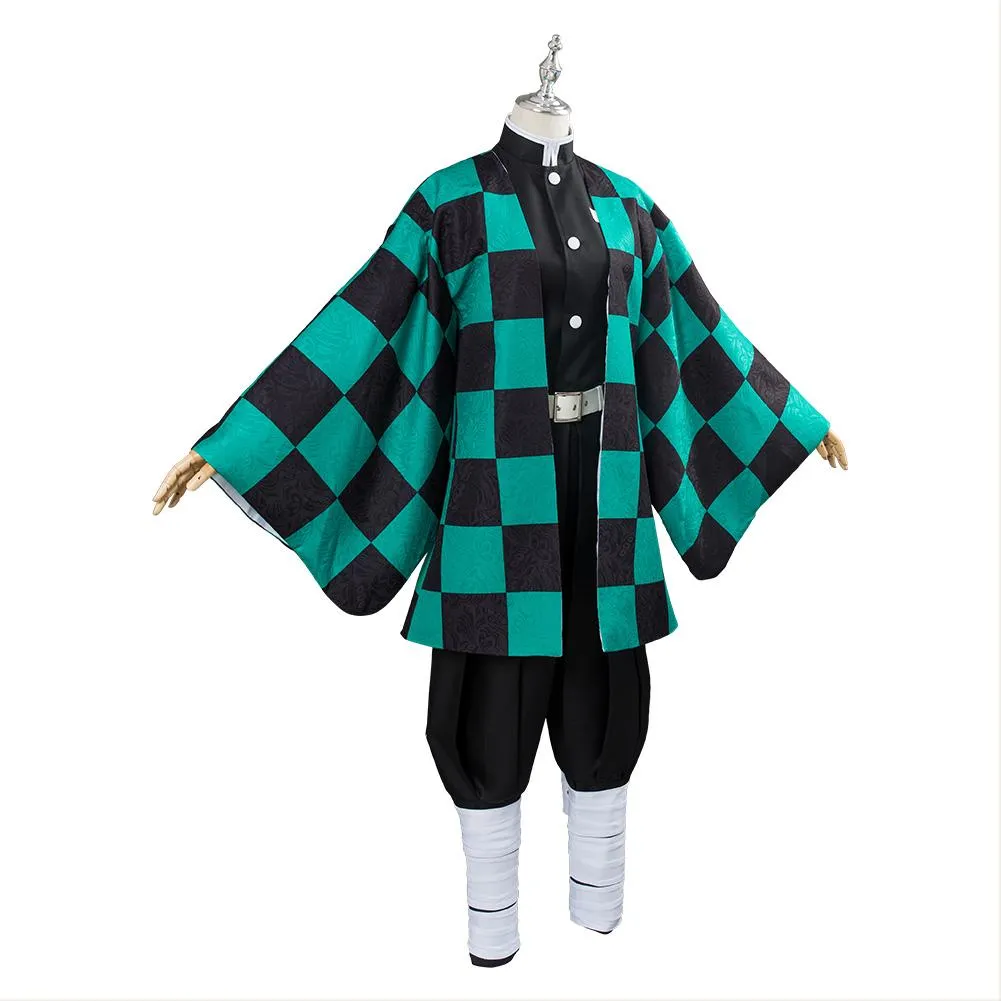 Demon Slayer Kamado Tanjirou Outfit Cosplay Costume Halloween Carnival Suit