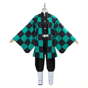 Demon Slayer Kamado Tanjirou Outfit Cosplay Costume Halloween Carnival Suit