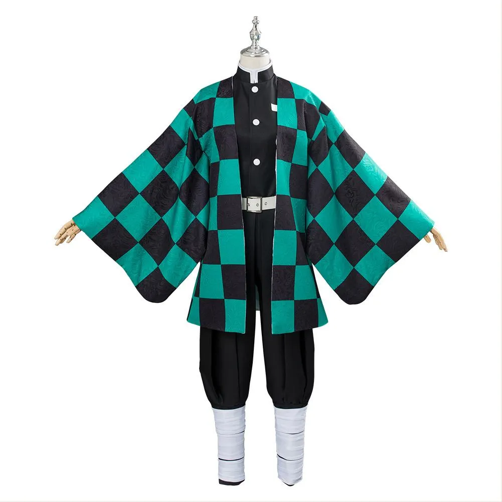 Demon Slayer Kamado Tanjirou Outfit Cosplay Costume Halloween Carnival Suit