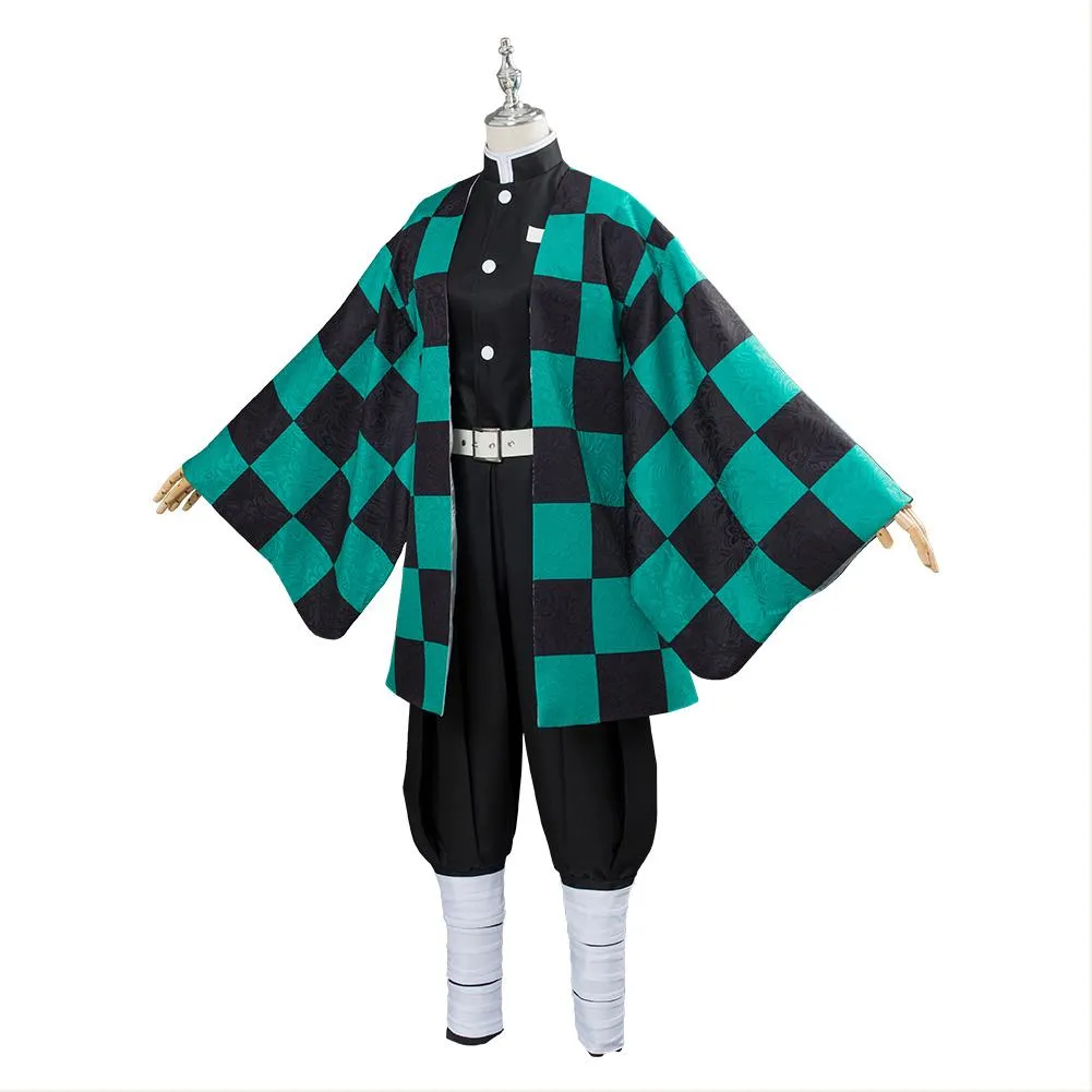 Demon Slayer Kamado Tanjirou Outfit Cosplay Costume Halloween Carnival Suit