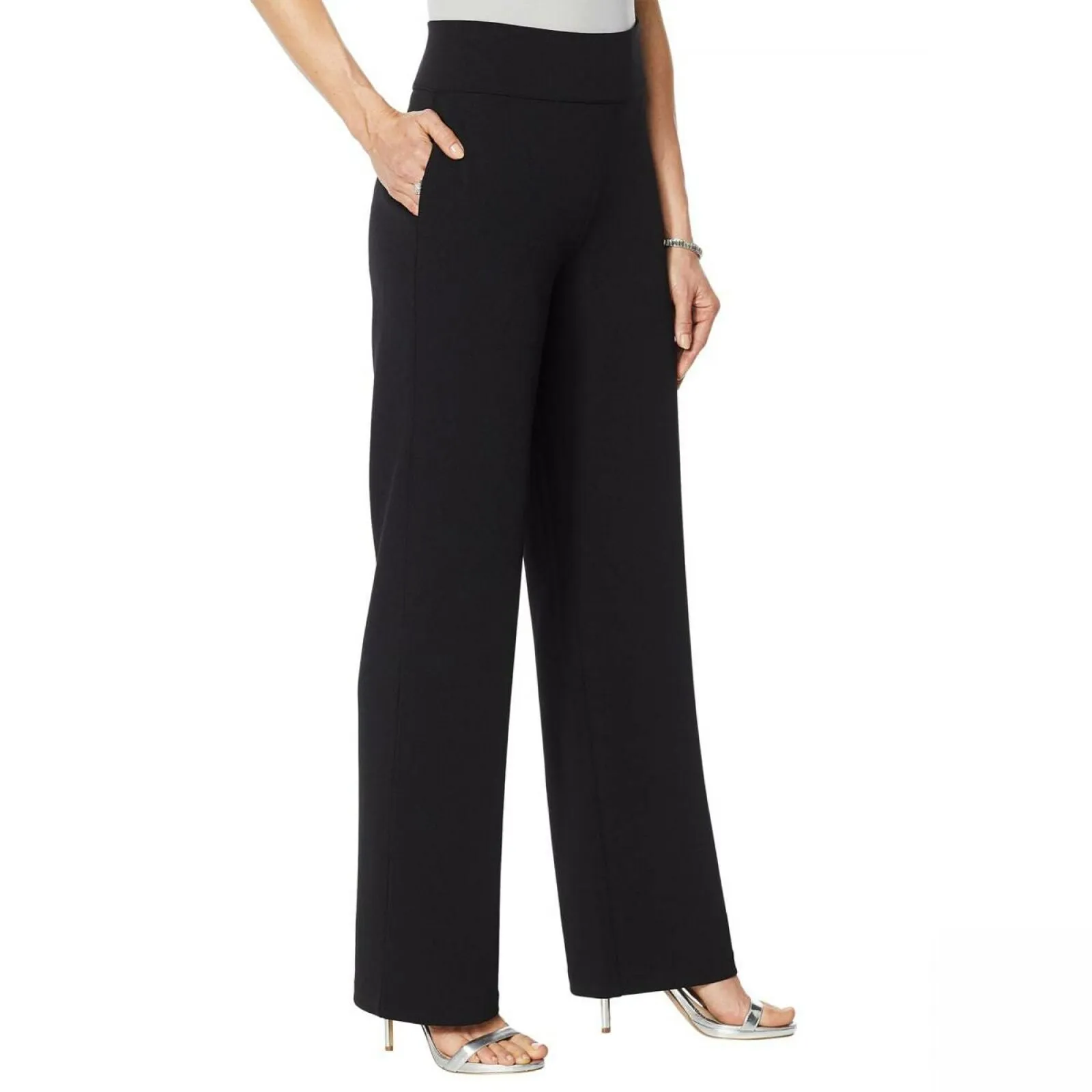 DG2 by Diane Gilman Women's Wrinkle Resistant Stretch Crepe Pull On Trousers