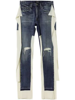 distressed straight-leg trousers