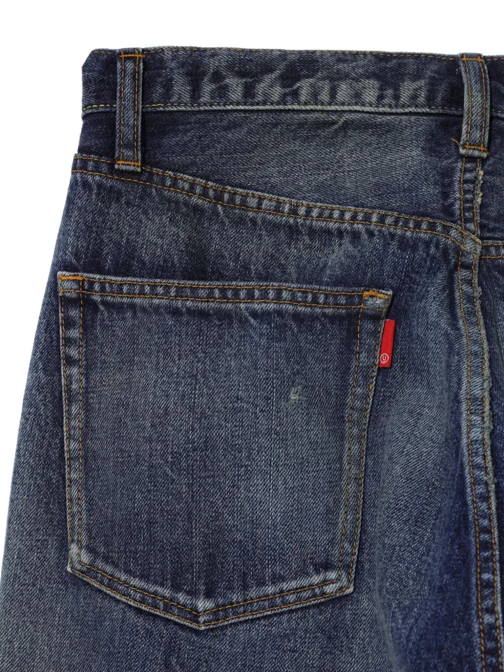 distressed straight-leg trousers