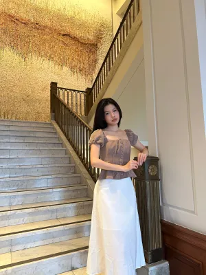 Dove White A Line Midi/Maxi Skirt