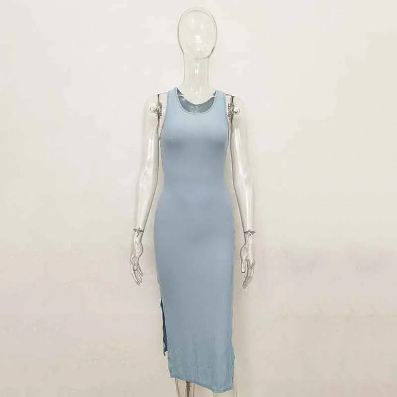 Dress Women's Fashion Casual Tight Slit Vest Long Skirt Spring Summer Dress