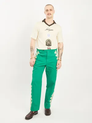 Ecru/Green Ripple Applique Trousers