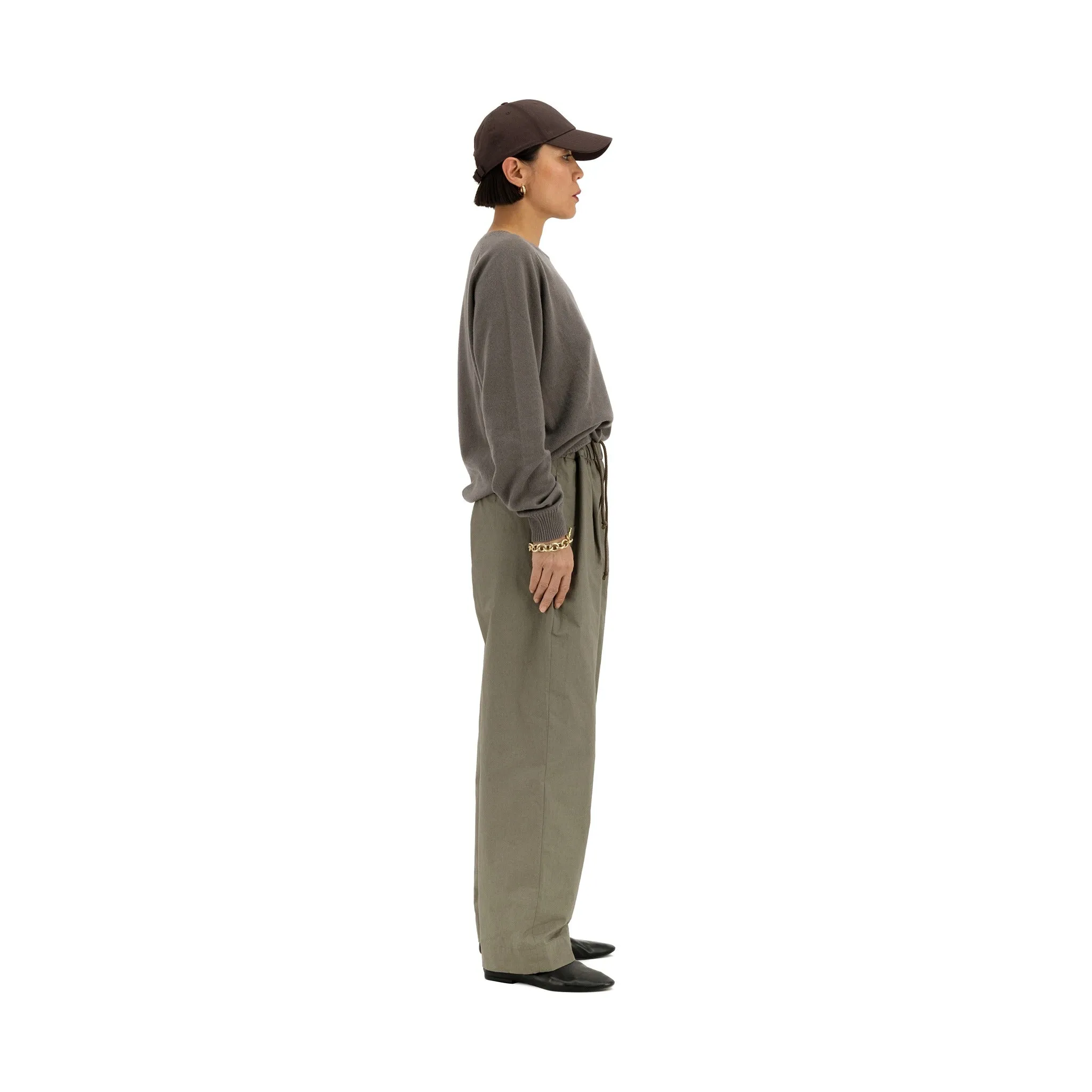 Ed Unlined Cotton Drawstring Trousers Weimaraner Grey
