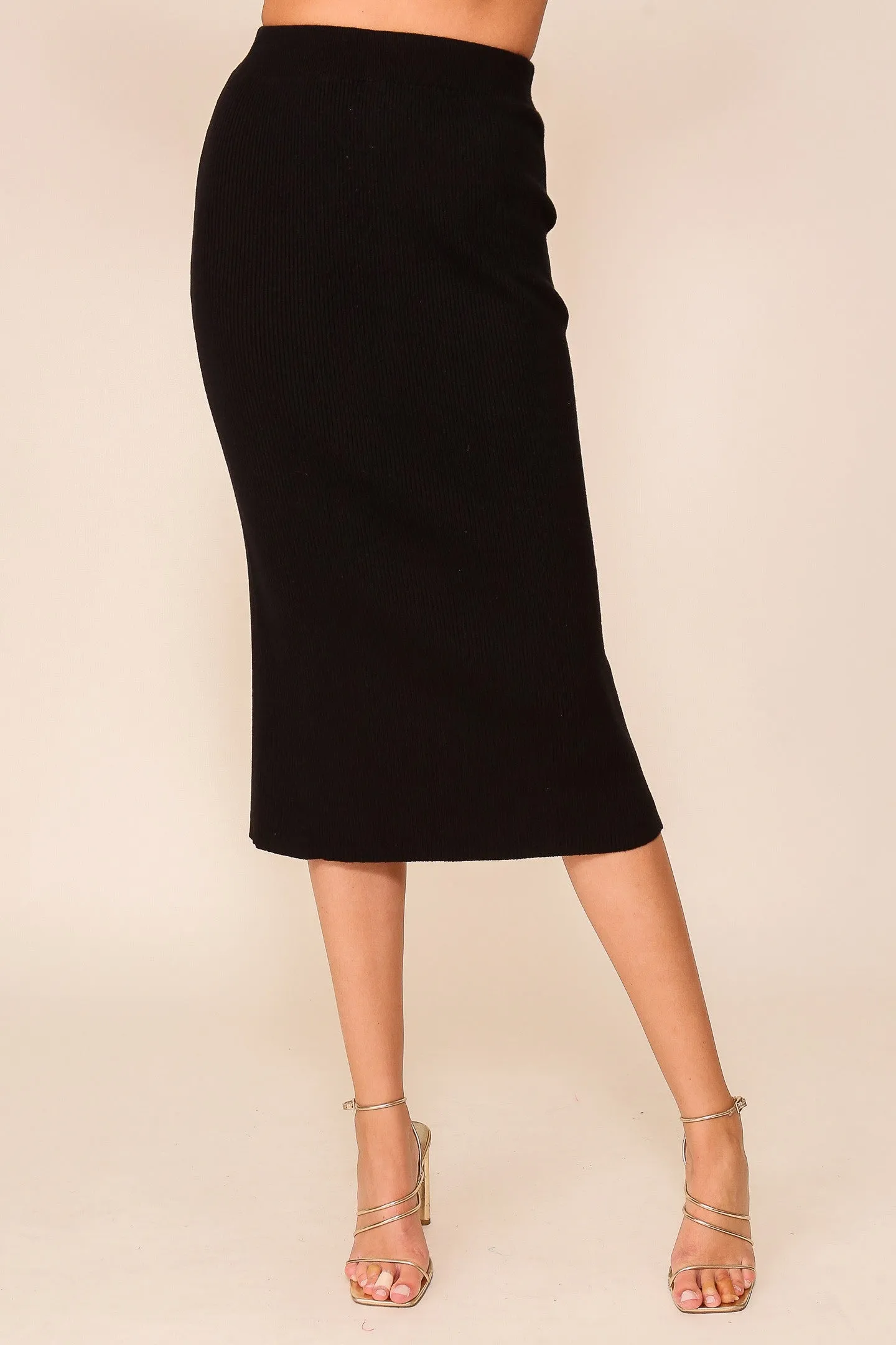 Elastic High Waisted Sweater Ribbed Knit Skirt MS1434