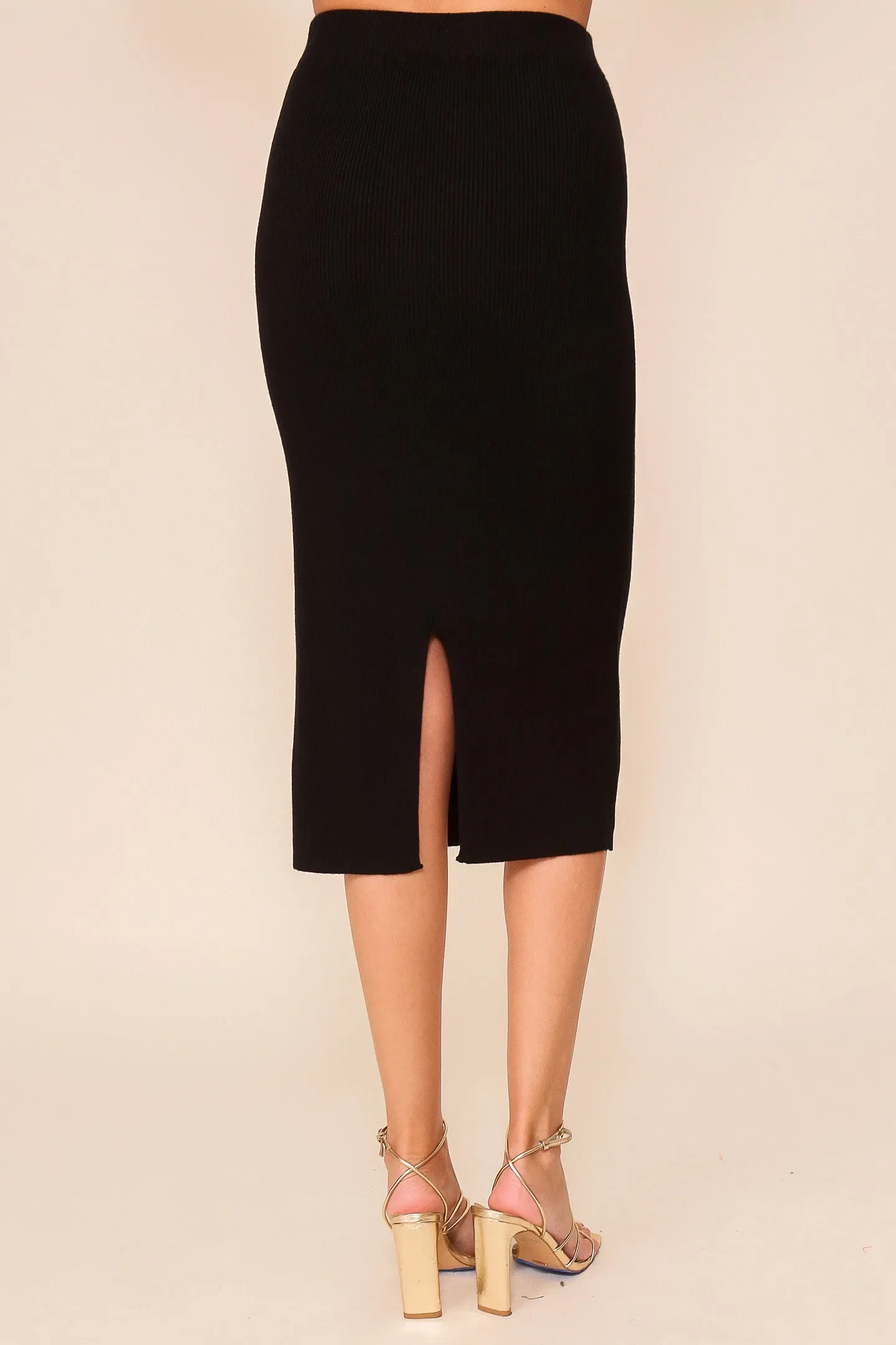 Elastic High Waisted Sweater Ribbed Knit Skirt MS1434