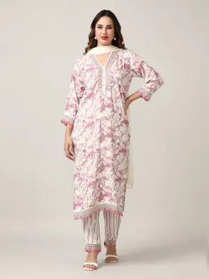 Embroidered Floral Straight Kurta Sets With Dupatta